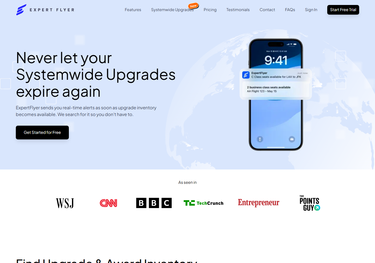 ExpertFlyer homepage