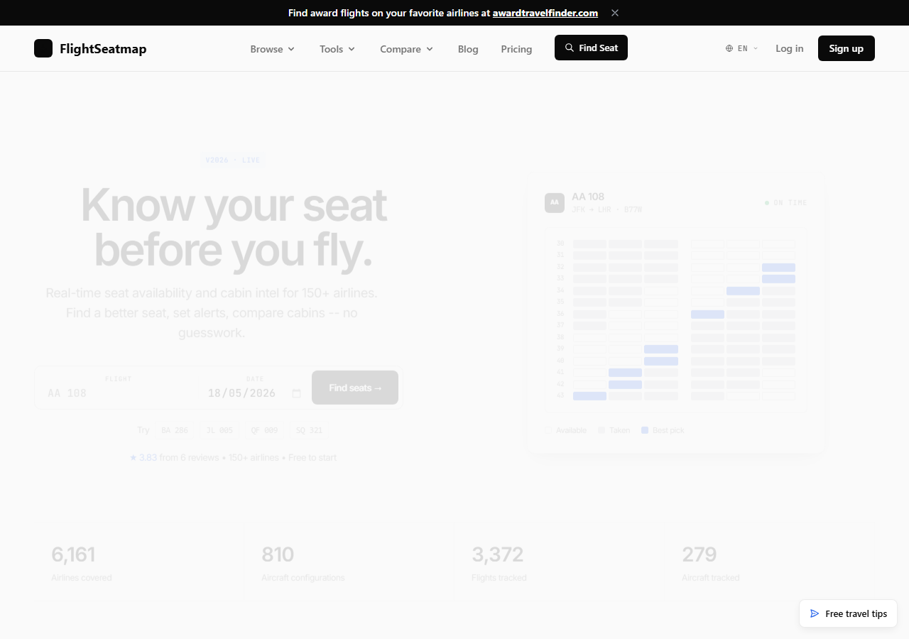FlightSeatmap.com homepage