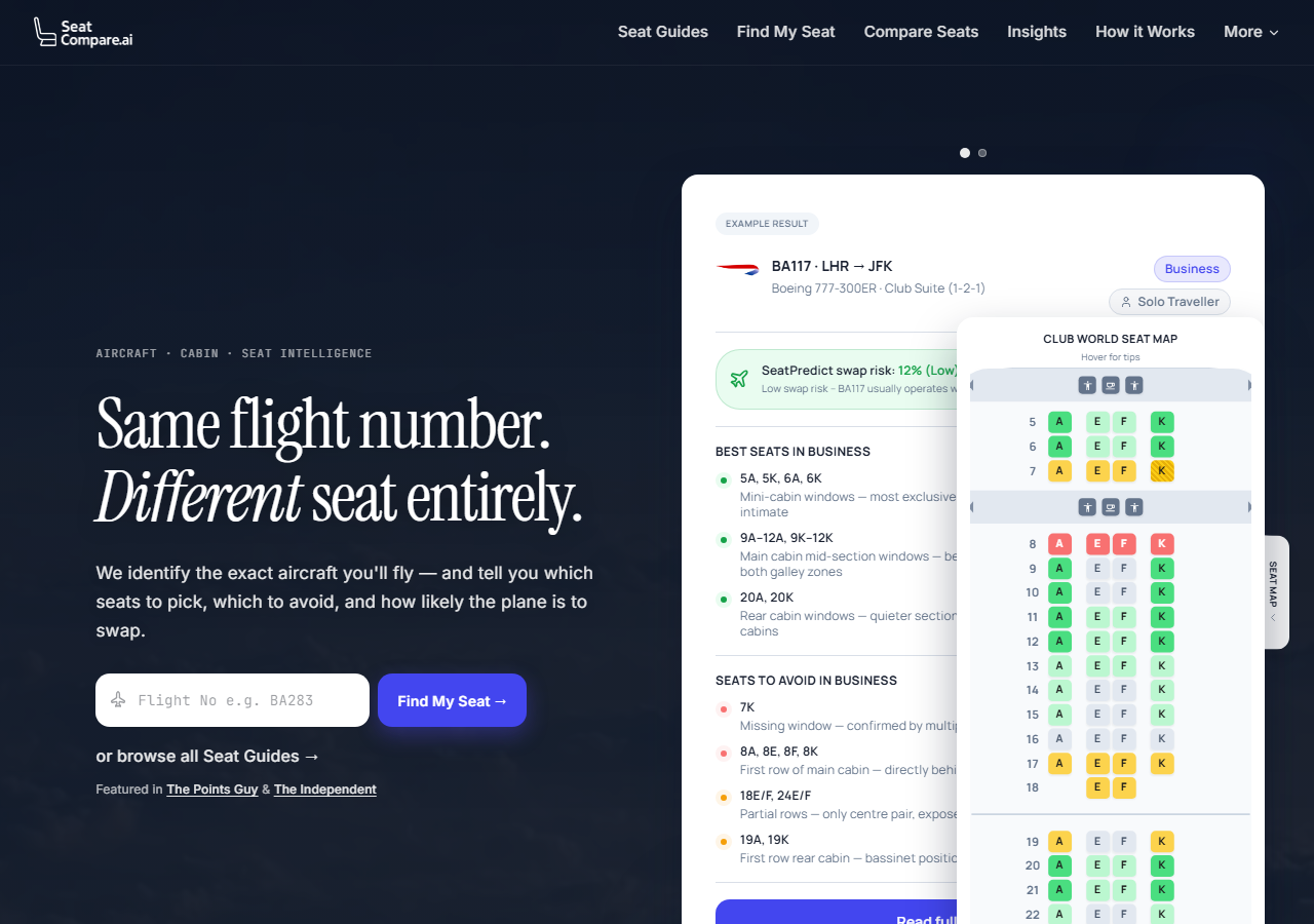 SeatCompare.ai homepage